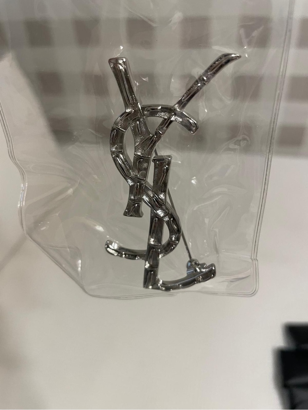 Yves Saint Laurent Silver Interlocking Monogram Brooch